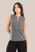 Embroidered sleeveless cotton round neckline top